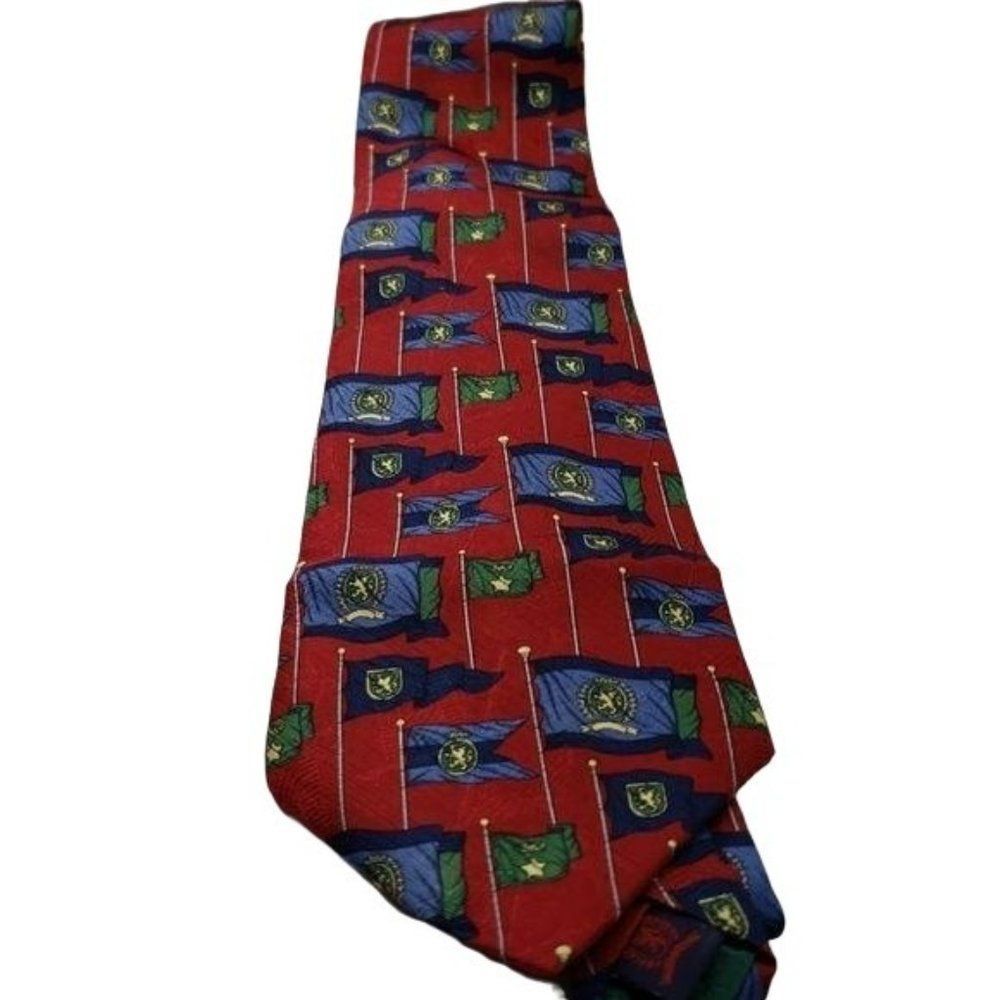 Tommy Hilfiger red countrys flags mens tie